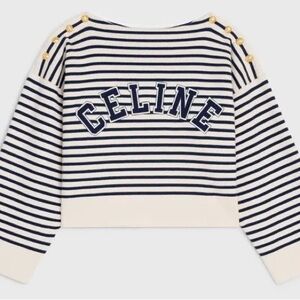 Celine Striped Sweater with Gold Button Accents